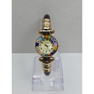 Corte Murrina Venice Murano Millefiori Gold Amber Tone Bangle Watch New Battery